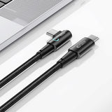 Tech-Protect Ultraboost vinklet USB-C til USB-C-kabel 60W/6A 2m - Svart