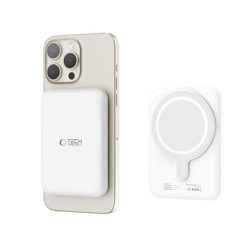 Tech-Protect Wireless Powerbank 5000 mAh - MagSafe-kompatibel - Hvit