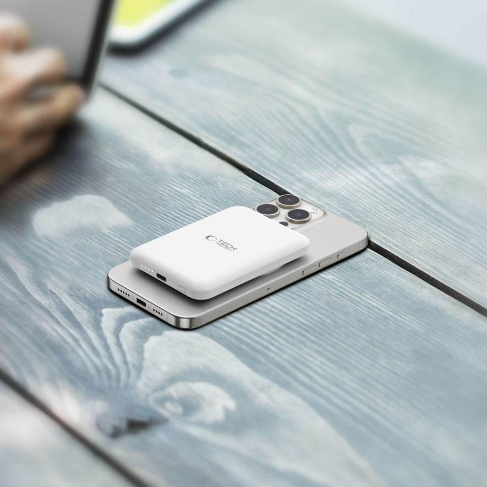 Tech-Protect Wireless Powerbank 5000 mAh - MagSafe-kompatibel - Hvit