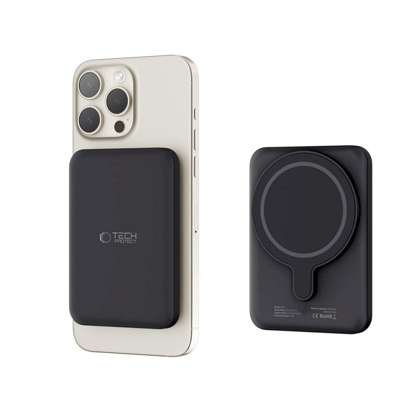 Tech-Protect Wireless Powerbank 5000 mAh - MagSafe-kompatibel - Svart