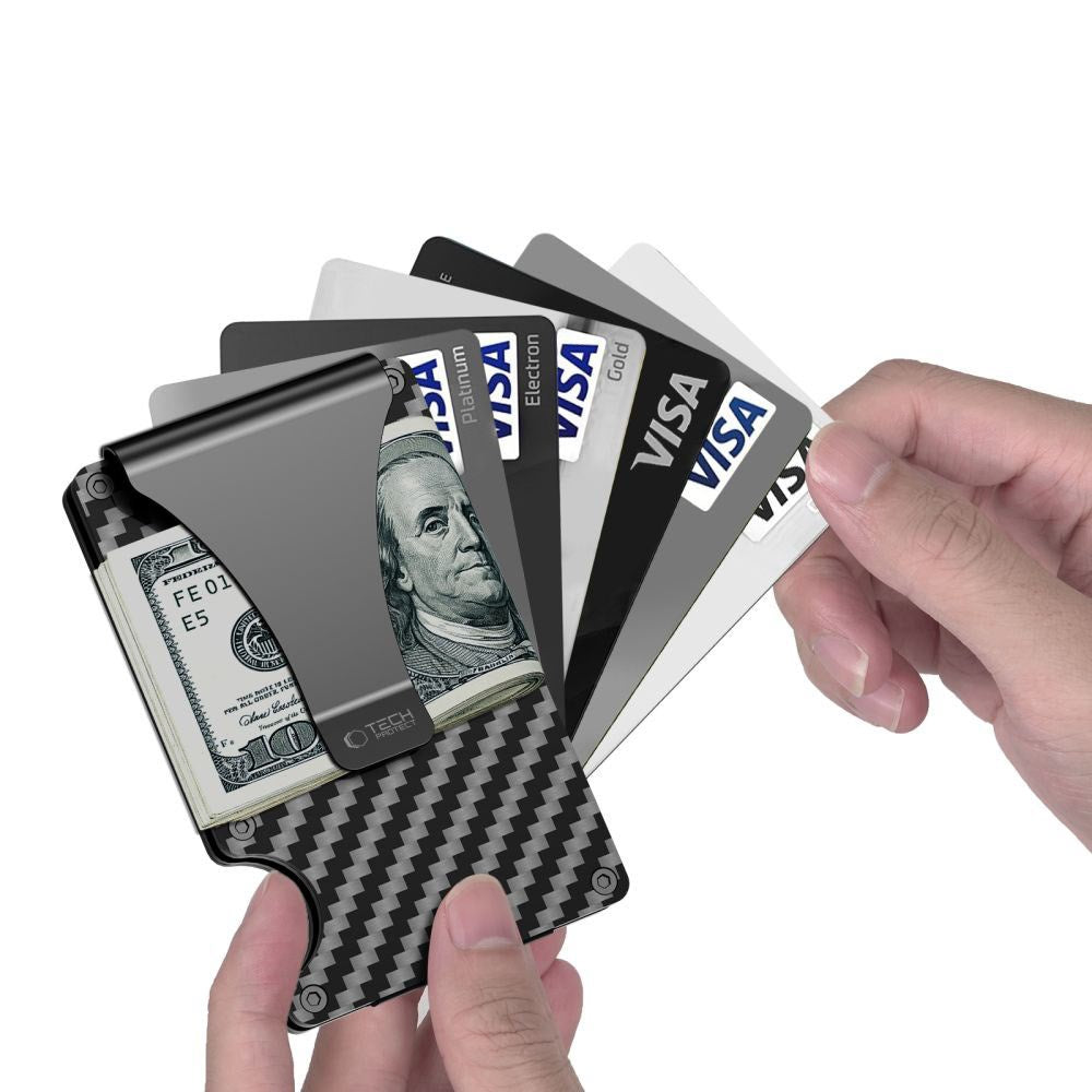 Tech-Protect RFID Kortholder - Carbon Sort
