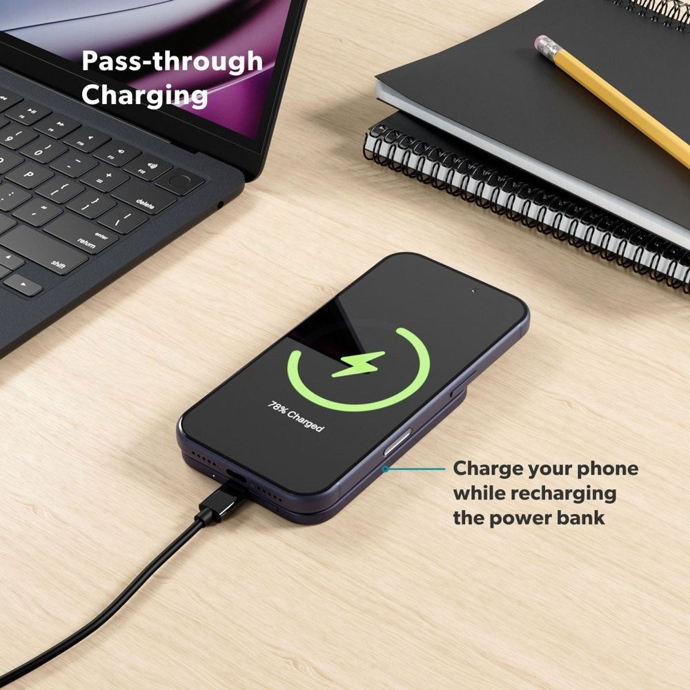 Epico UltraPack Slim Trådløs Powerbank - 3.000mAh - 10W - MagSafe / Qi2 Kompatibel - Sølv