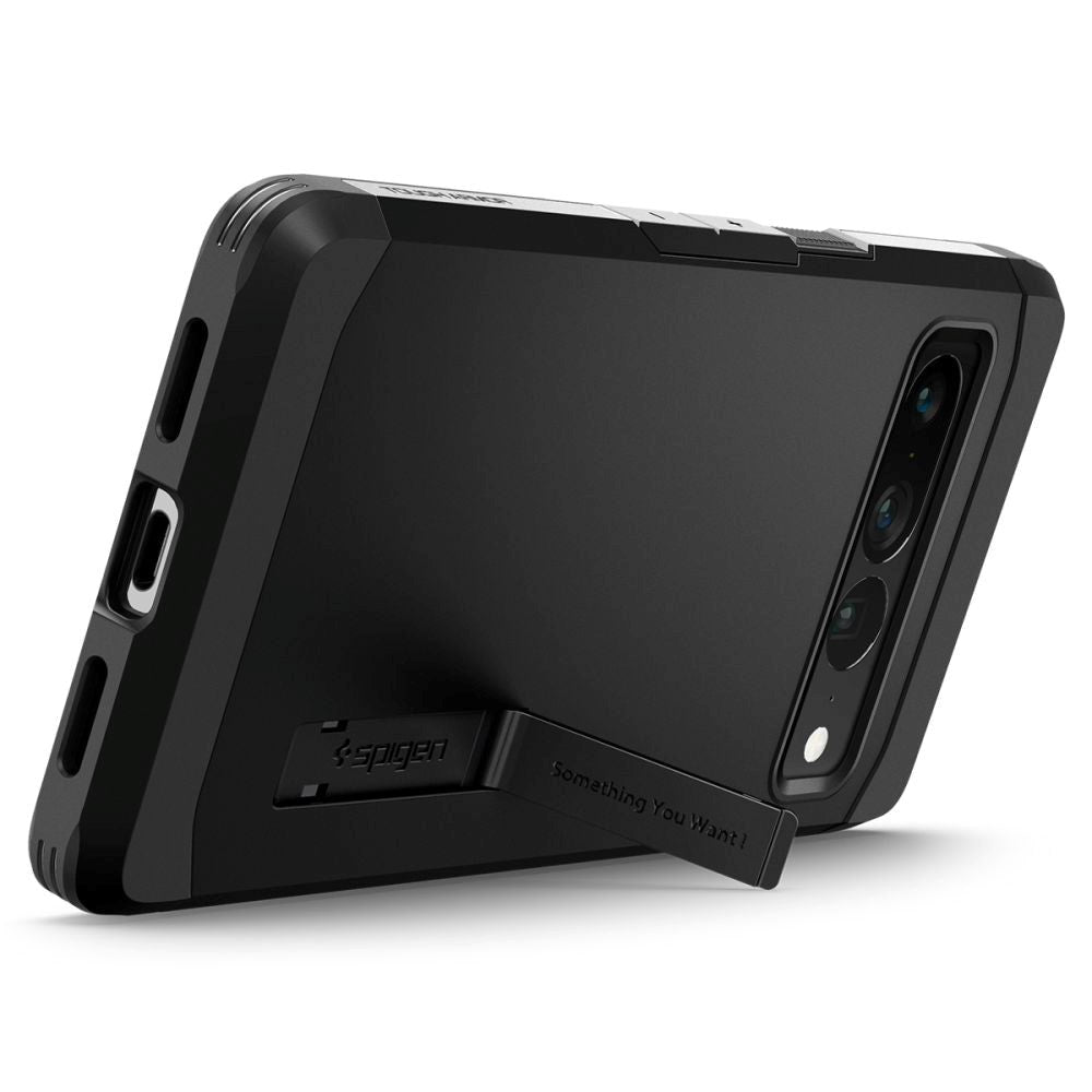 Google Pixel 7 Pro Spigen Tough Armor Case m. Stativ - Svart