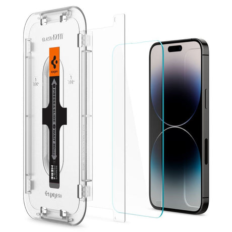 iPhone 14 Pro Spigen EZ Fit Glas.tR Skjermbeskytter 2. Del - Veskevennlig - Gjennomsiktig