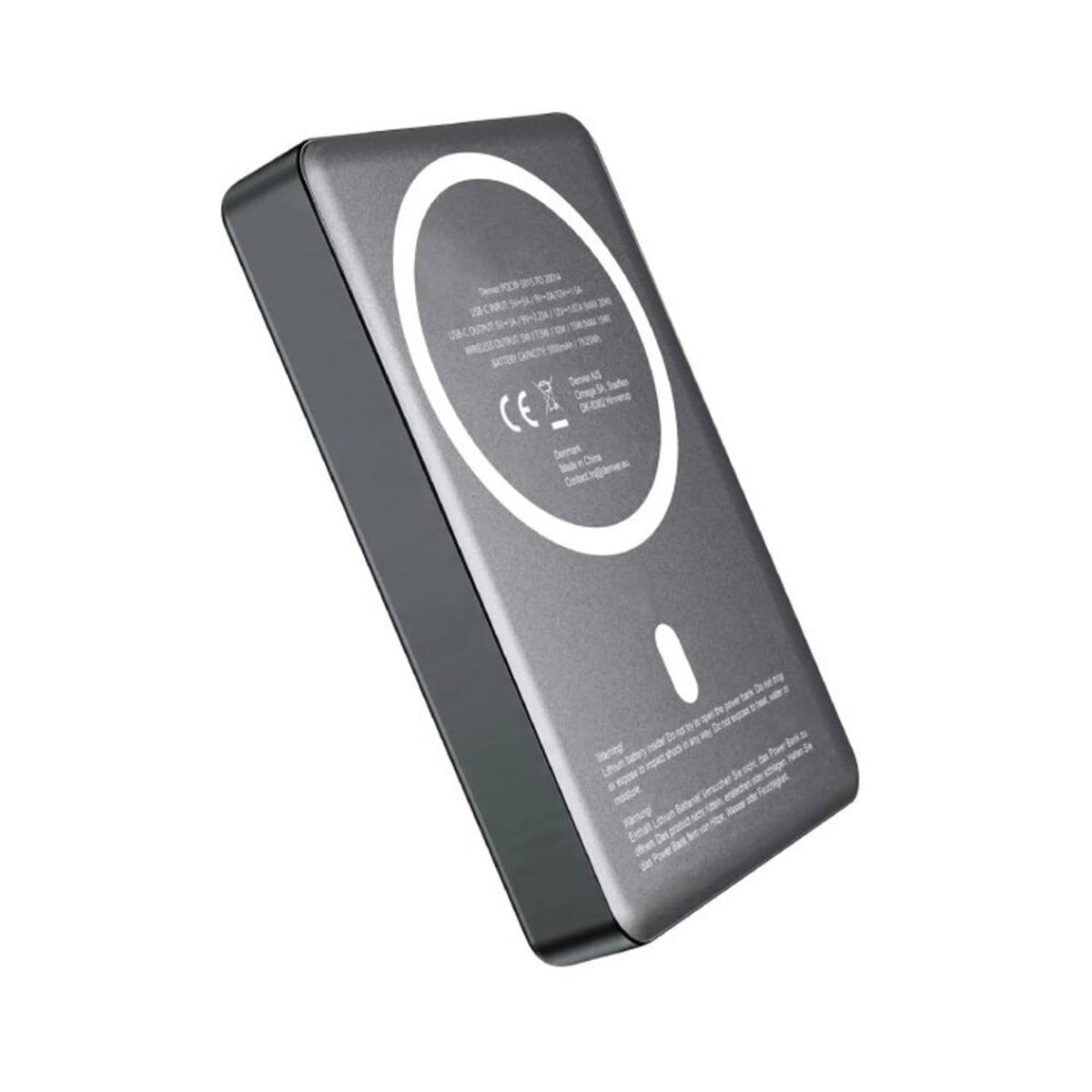 Denver PQCW-10015 Trådløs PowerBank - 15W / 10.000 mAh - MagSafe Kompatibel - Grå