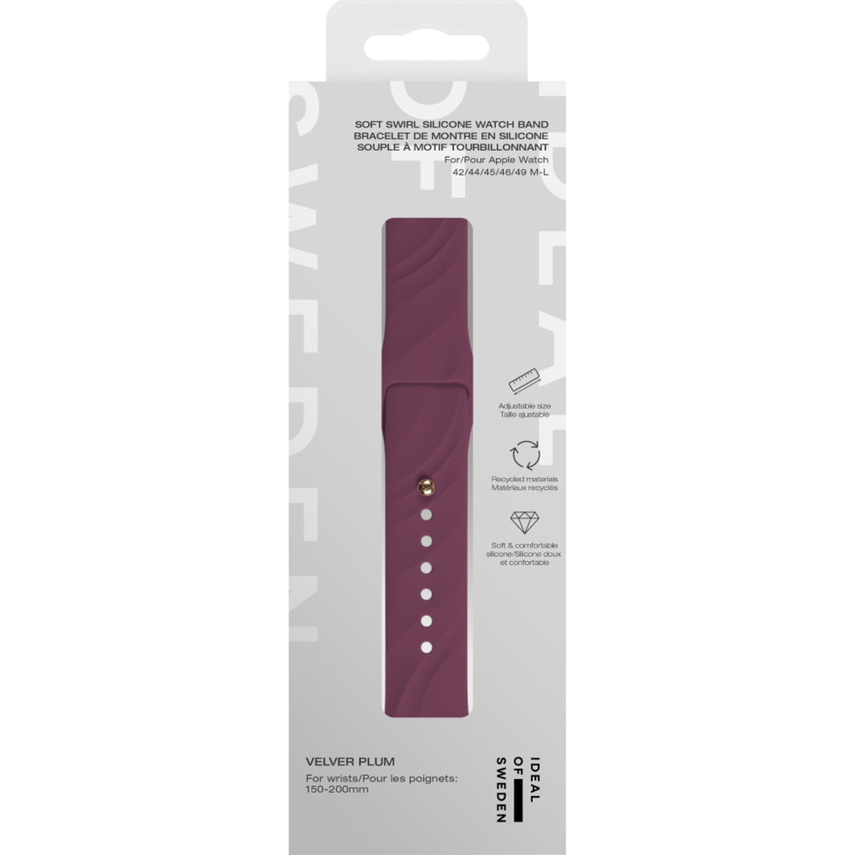 iDeal of Sweden Apple Watch (42/44/SE/45/46/49mm) Soft Swirl Silikonerem - Str. M/L - Velvet Plum