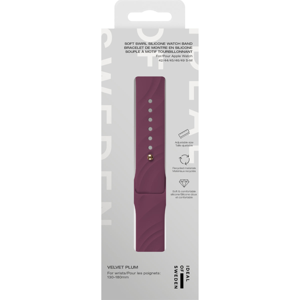 iDeal of Sweden Apple Watch (42/44/SE/45/46/49mm) Soft Swirl Silikonerem - Str. S/M - Velvet Plum