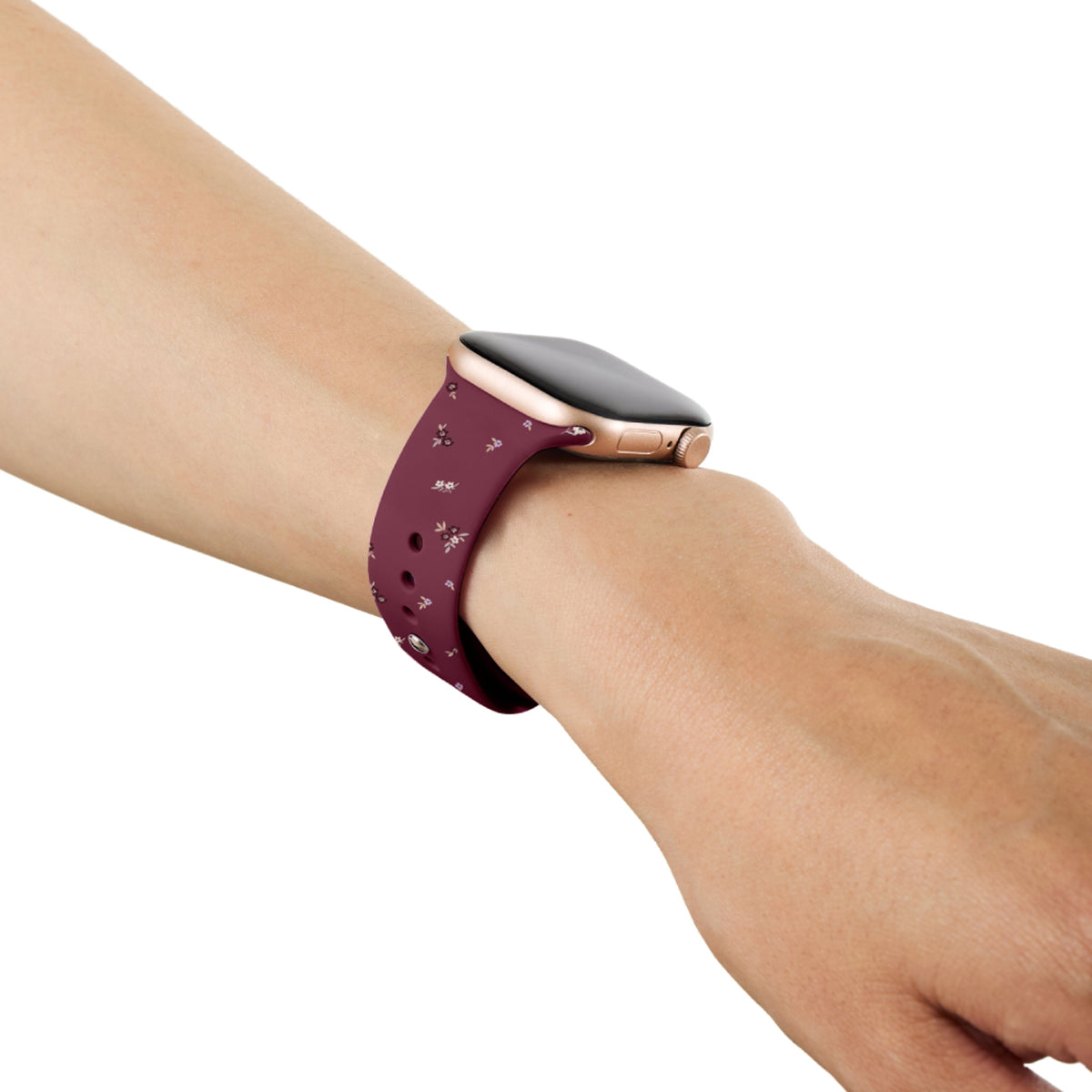 Apple Watch (42/44/SE/45/46/49mm) iDeal of Sweden Silikonerem - Str. M/L - Fine Wine Bloom
