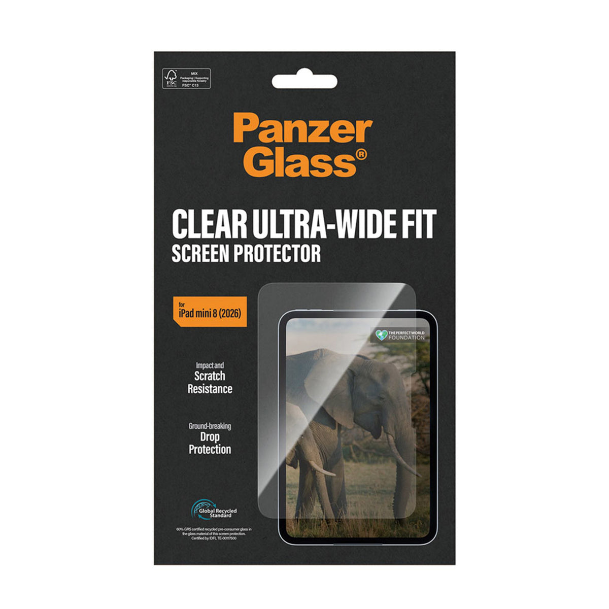 iPad Mini (2026) 8. Gen. PanzerGlass Ultra-Wide Fit Skærmbeskyttelsesglas - Gennemsigtig