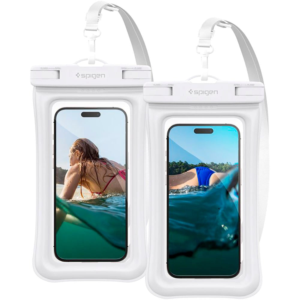 Spigen A610 Universal Liquid Waterproof Case - 2 Pack - Hvit / Transparent (maks. mobilstørrelse: 170 x 90 mm)