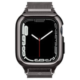 Apple Watch (44/45) Spigen Metal Fit Pro - Aluminium Cover og Rem af Rustfri Stål - Sort