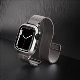 Apple Watch (44/45) Spigen Metal Fit Pro - Aluminium Cover og Rem af Rustfri Stål - Sort