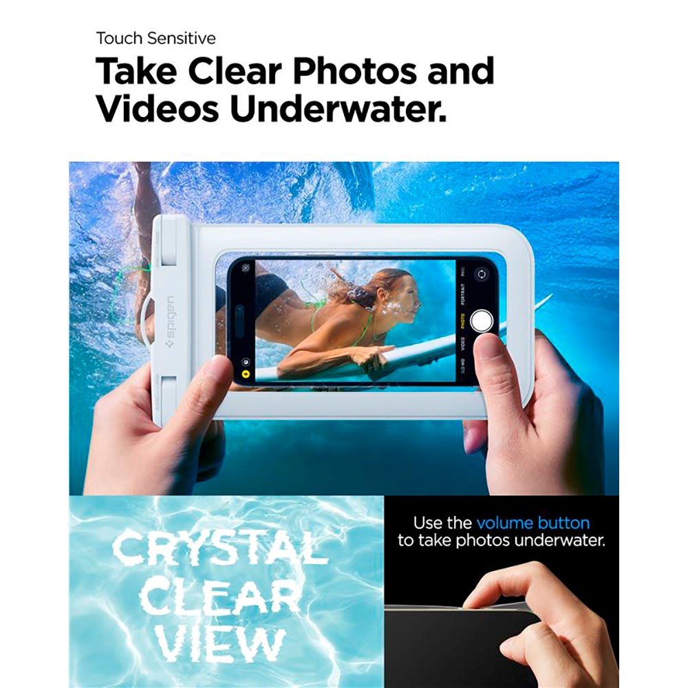 Spigen A610 Universal Liquid Waterproof Case - 2 Pack - Hvit / Transparent (maks. mobilstørrelse: 170 x 90 mm)