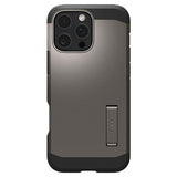 iPhone 16 Pro Max Spigen Tough Armor-deksel m. Stativ - MagSafe-kompatibel - Gunmetal