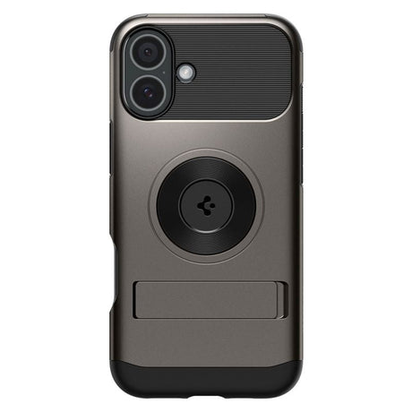 iPhone 16 Spigen Slim Armor Bakdeksel m. Stativ - MagSafe-kompatibel - Gunmetal