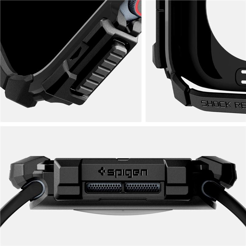 Spigen Rugged Armor Cover - Apple Watch 10 (42mm) - Fleksibel plast - Svart