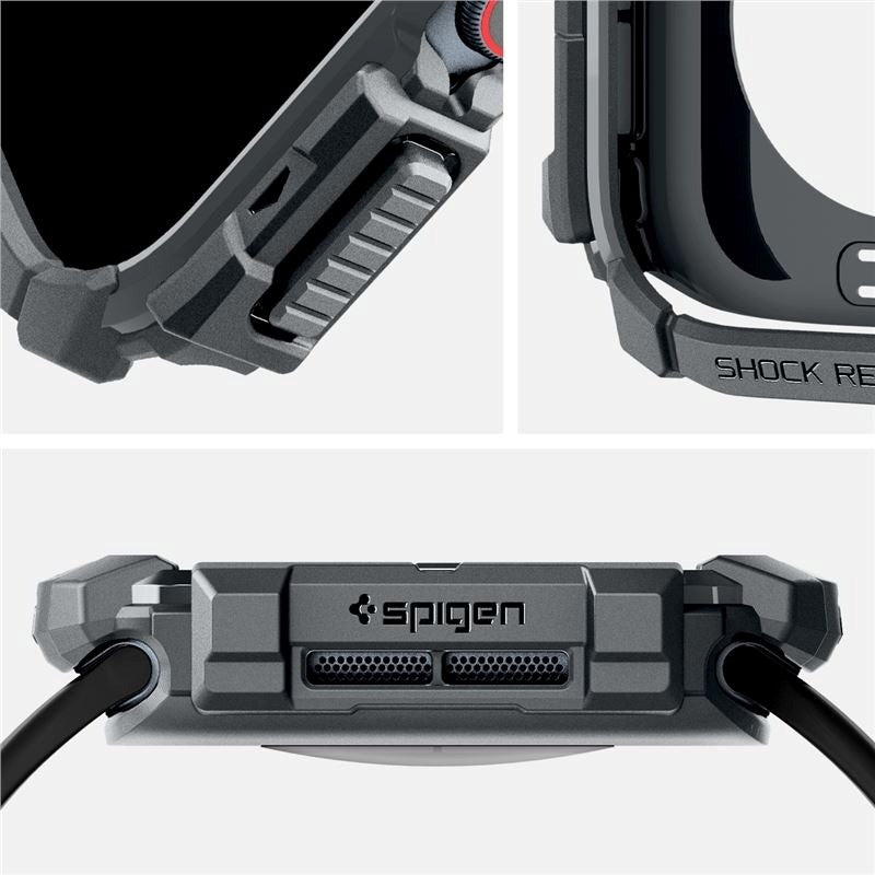 Spigen Rugged Armor Cover - Apple Watch 10 (46mm) - Fleksibel plast - Mørkegrå