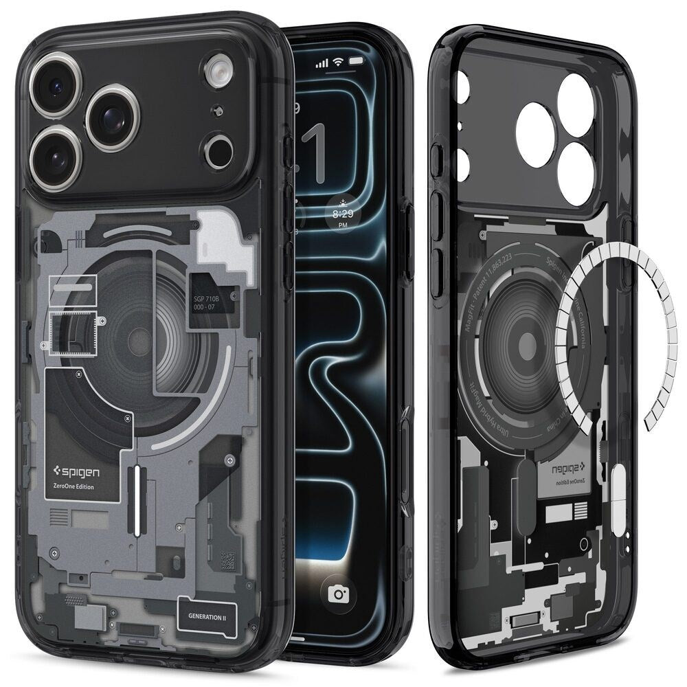 iPhone 18 Pro / 17 Pro Spigen Ultra Hybrid Bagside Cover - MagSafe Kompatibel - Gennemsigtig / Sort