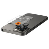 iPhone 17 Pro / 17 Pro Max / 16 Pro / 16 Pro Max / 15 Pro / 15 Pro Max / 14 Pro / 14 Pro Max Spigen EZ Fit. tR Optik Pro Kameralinse Beskyttelse - 2 Stk - Gennemsigtig / Sort