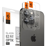 iPhone 17 Pro / 17 Pro Max / 16 Pro / 16 Pro Max / 15 Pro / 15 Pro Max / 14 Pro / 14 Pro Max Spigen EZ Fit. tR Optik Pro Kameralinse Beskyttelse - 2 Stk - Gennemsigtig / Sort