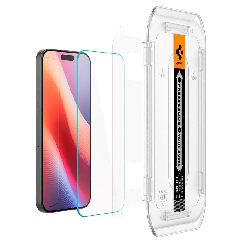 iPhone 16 Pro Max Spigen EZ Fit Glas.tR Skjermbeskytter 2. del - Veskevennlig - Gjennomsiktig