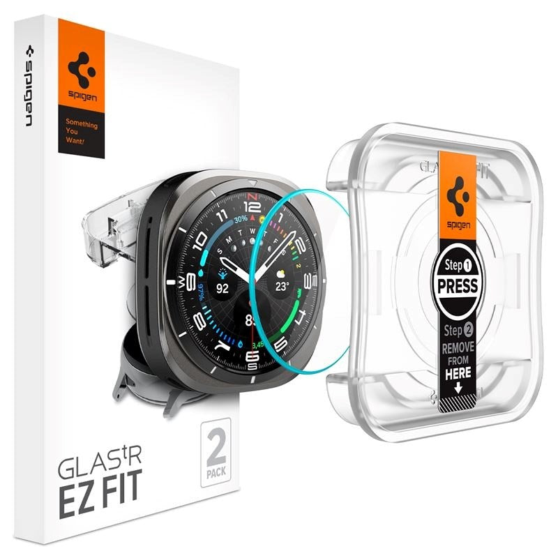 Spigen Samsung Galaxy Watch Ultra (47mm) EZ Fit GLAS.tR Skjermbeskytter - 2 stk - Gjennomsiktig