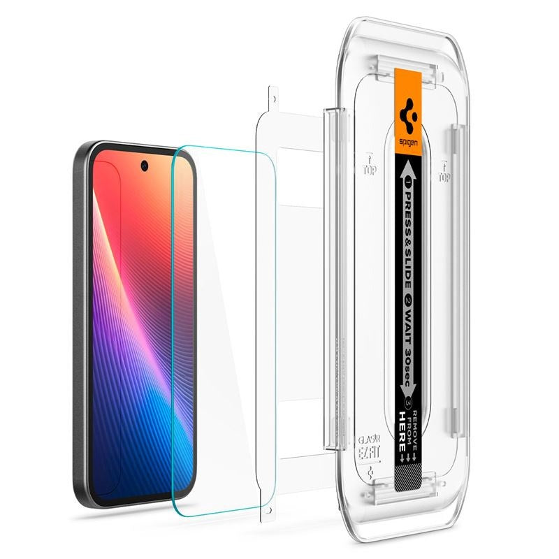 Spigen EZ Fit Glass tR Skjermbeskytter - Google Pixel 9a - 2 stk - Case Friendly - Gjennomsiktig