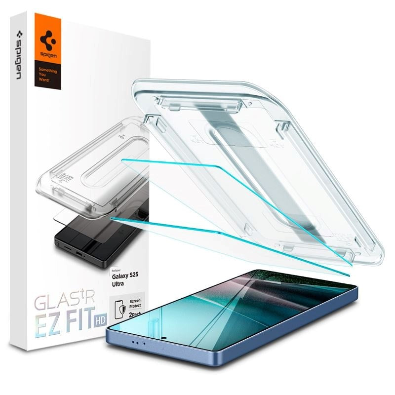 Samsung Galaxy S25 Ultra Spigen EZ Fit Glas.tR Beskyttelsesglass 2 stk. - Case Friendly - Gjennomsiktig