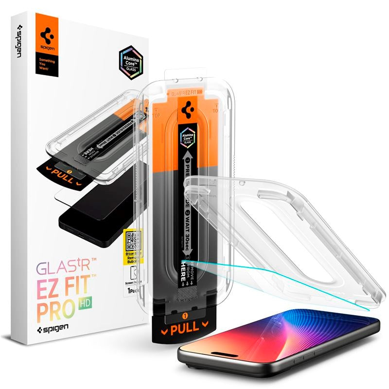 Spigen iPhone 17 Pro Max / 16 Pro Max Glass tR EZ Fit Pro HD Skærmbeskyttelsesglas - Gennemsigtig