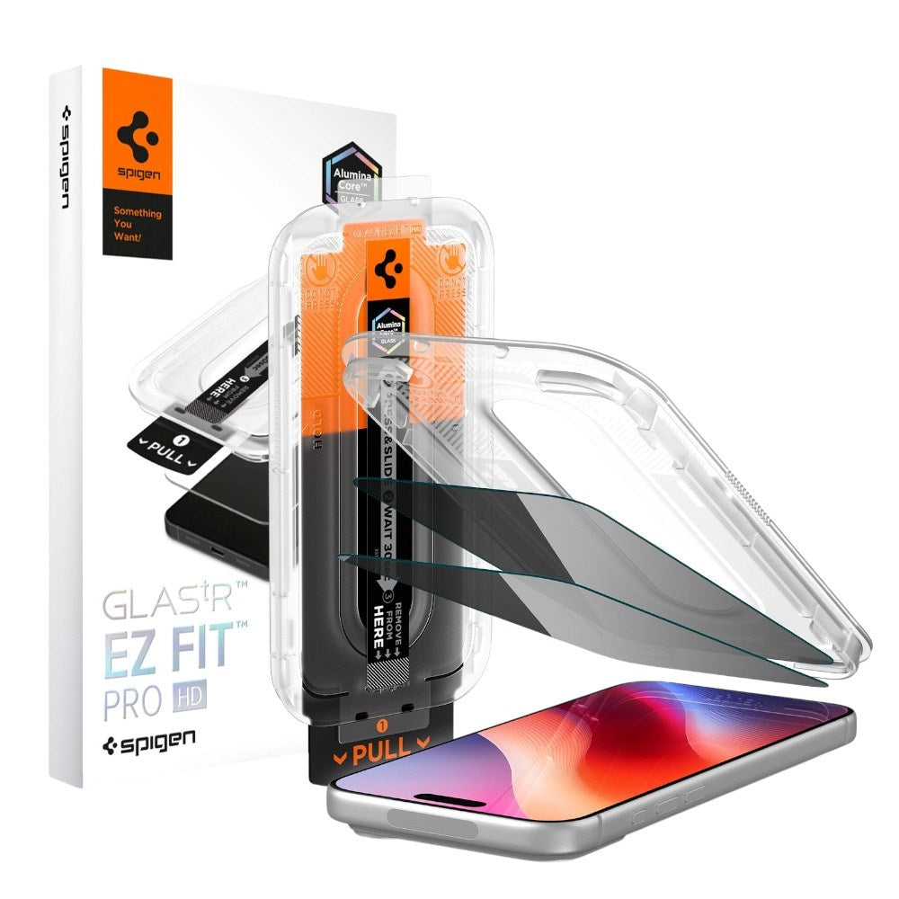 iPhone 18 Pro Spigen Glass tR EZ Fit Pro HD Privacy Skærmbeskyttelsesglas - 2 stk - Gennemsigtig