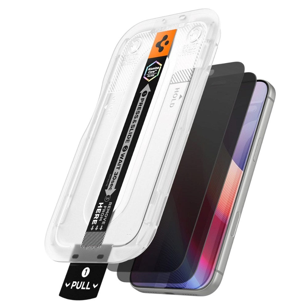 iPhone 18 Pro Max / 17 Pro Max Spigen Glass tR EZ Fit Pro HD Privacy Skærmbeskyttelsesglas - 2 stk - Gennemsigtig