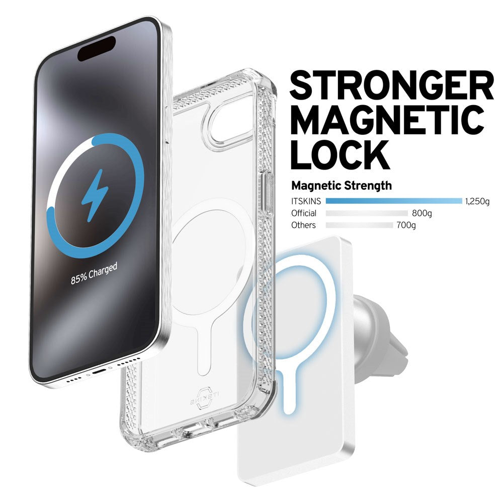 iPhone 16e ITSKINS Hybrid MagClear Case - MagSafe Kompatibel - Gennemsigtig