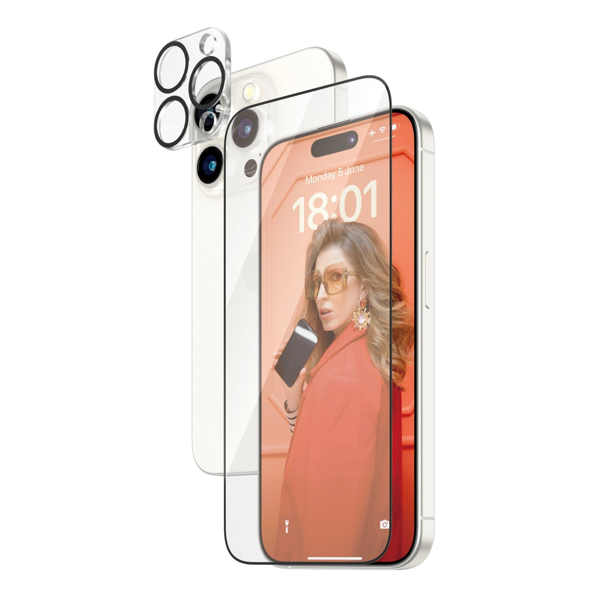 iPhone 15 Pro PanzerGlass 2-i-1-pakke m. EasyAligner - Skjermbeskytter / Kamerabeskytter - Gjennomsiktig / Svart