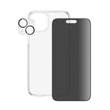 iPhone 15 Plus PanzerGlass 3-i-1-pakke m. EasyAligner - Privacy Screen Protector (UWF) / Bakdeksel / Kamerabeskyttelse - Gjennomsiktig / Svart