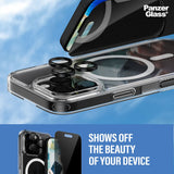 iPhone 16 Pro PanzerGlass 3-i-1-pakke m. EasyAligner - Privacy Screen Protector (UWF) / Bakdeksel / Kamerabeskyttelse - Gjennomsiktig / Svart