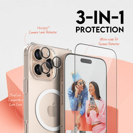 CARE By PanzerGlass iPhone 16 Pro Max 3-i-1 FLAGSHIP MagSafe Bundle - Skjermbeskytter (UWF) / Bakdeksel / Kamerabeskyttelse - Gjennomsiktig / Hvit