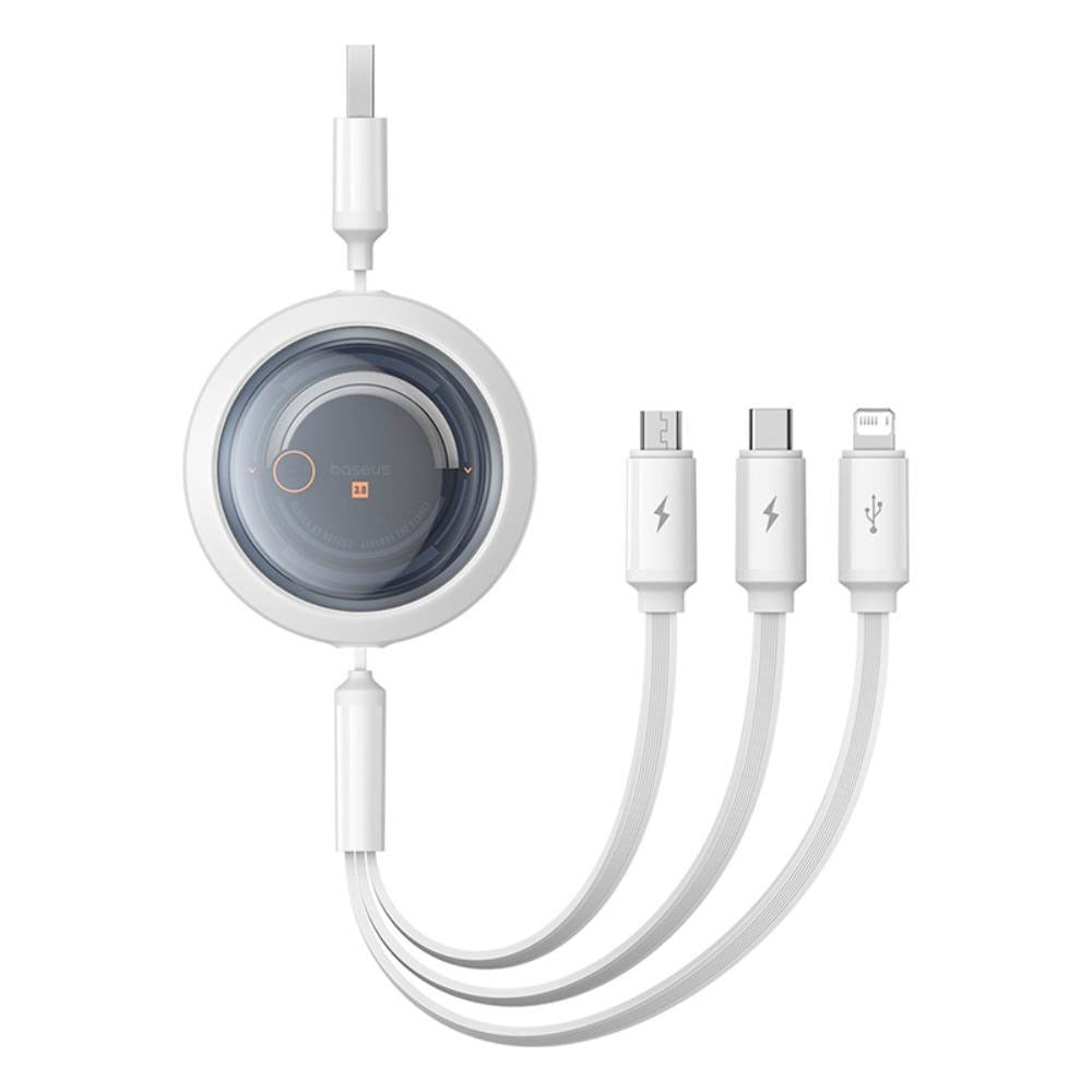 Baseus Free2Draw 3-i-1 Udtrækkeligt Multikabel - 1.1m - Hvid