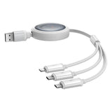 Baseus Free2Draw 3-i-1 Udtrækkeligt Multikabel - 1.1m - Hvid