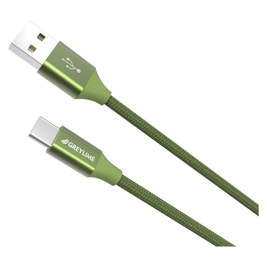 GreyLime Flettet (3A/15W) USB-C-kabel 2 meter - Grønn