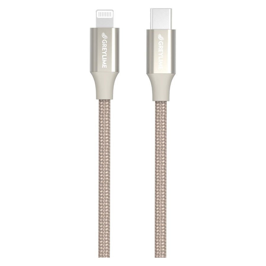 GreyLime 18W Flettet USB-C til Lightning-kabel 2 meter - Beige