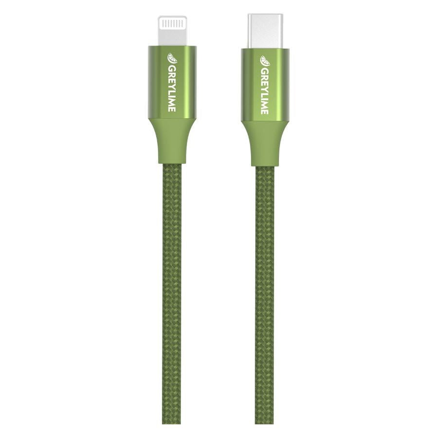GreyLime 18W Braided USB-C til Lightning Kabel 1 meter - Grøn