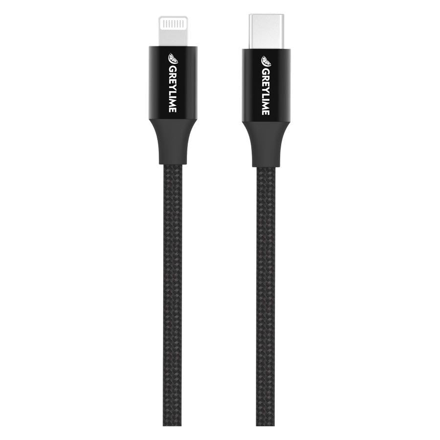 GreyLime 18W Flettet USB-C til Lightning-kabel 2 meter - Svart