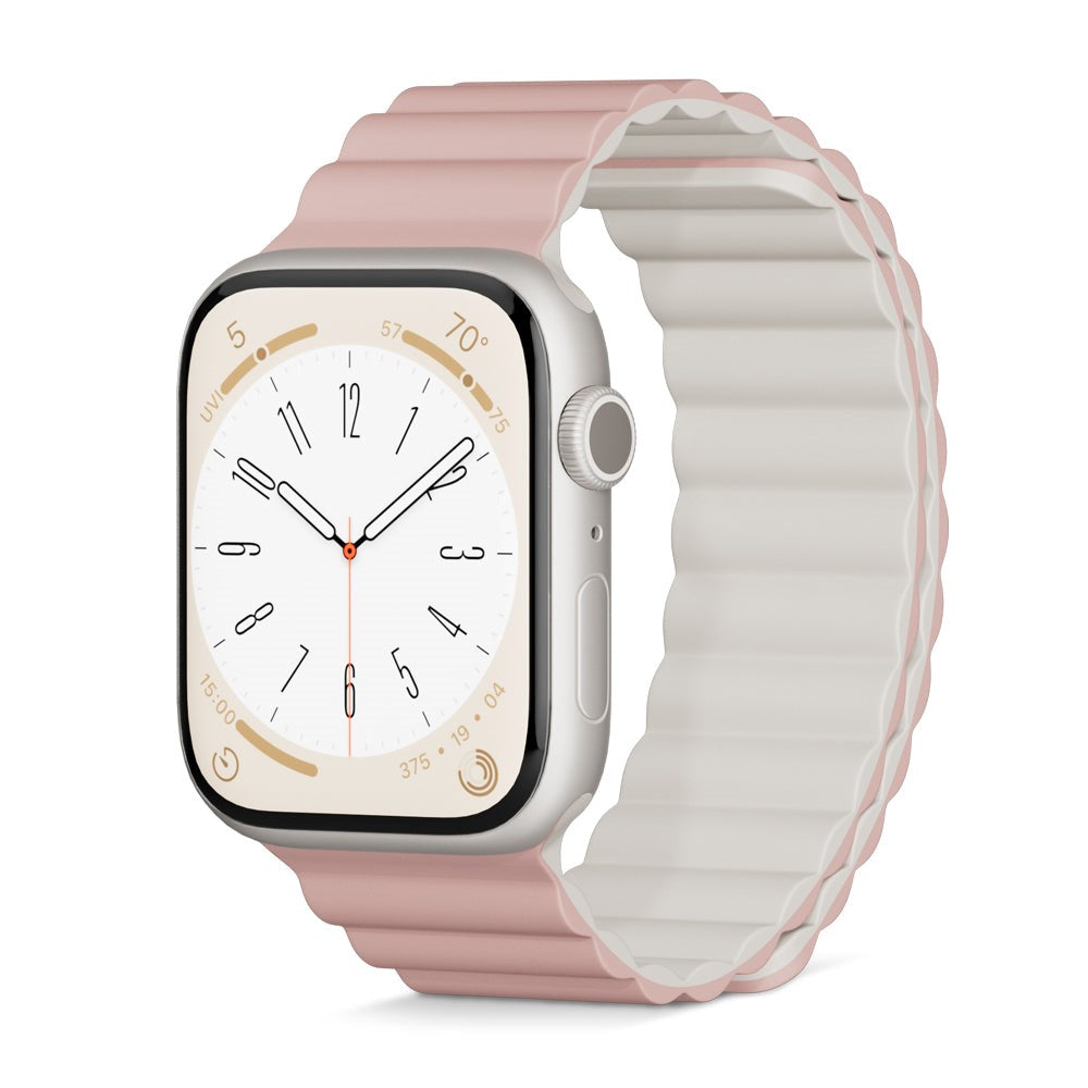 Apple Watch (42/44/SE/45/46/49 mm) Epico magnetisk silikonklokkerem - rosa / grå
