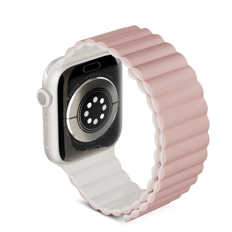 Apple Watch (42/44/SE/45/46/49 mm) Epico magnetisk silikonklokkerem - rosa / grå