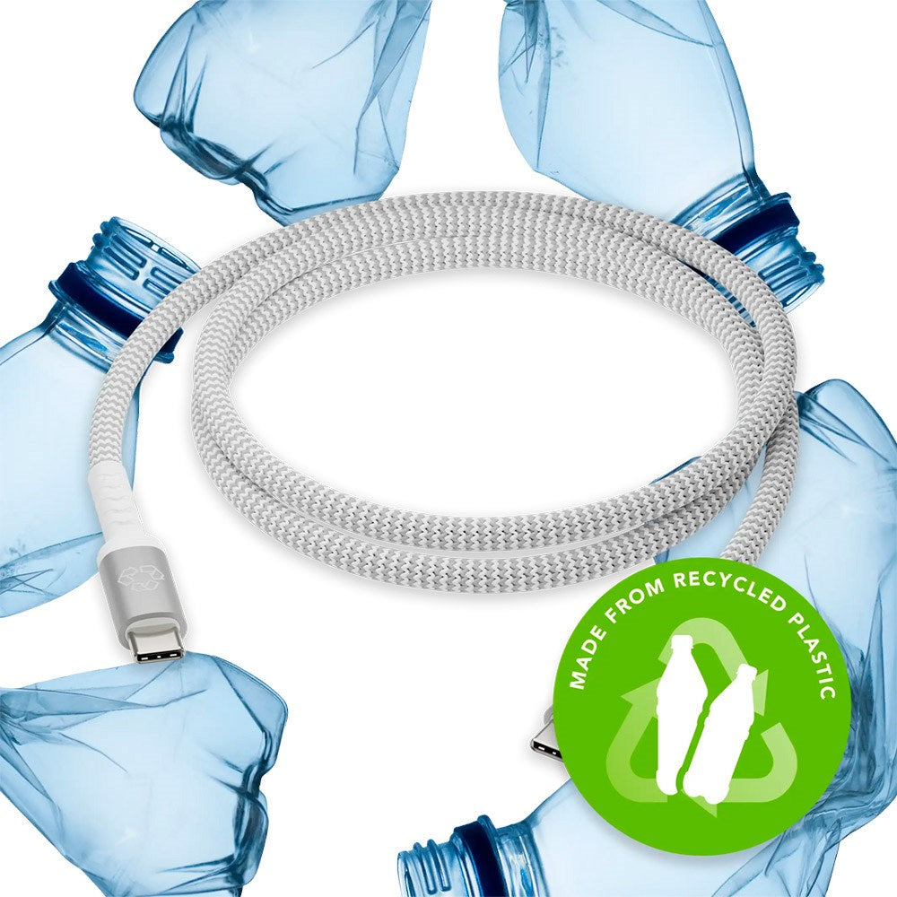 dbramante1928 Bærekraftig flettet USB-C-ladekabel - 100W - 2,5M - Hvit 