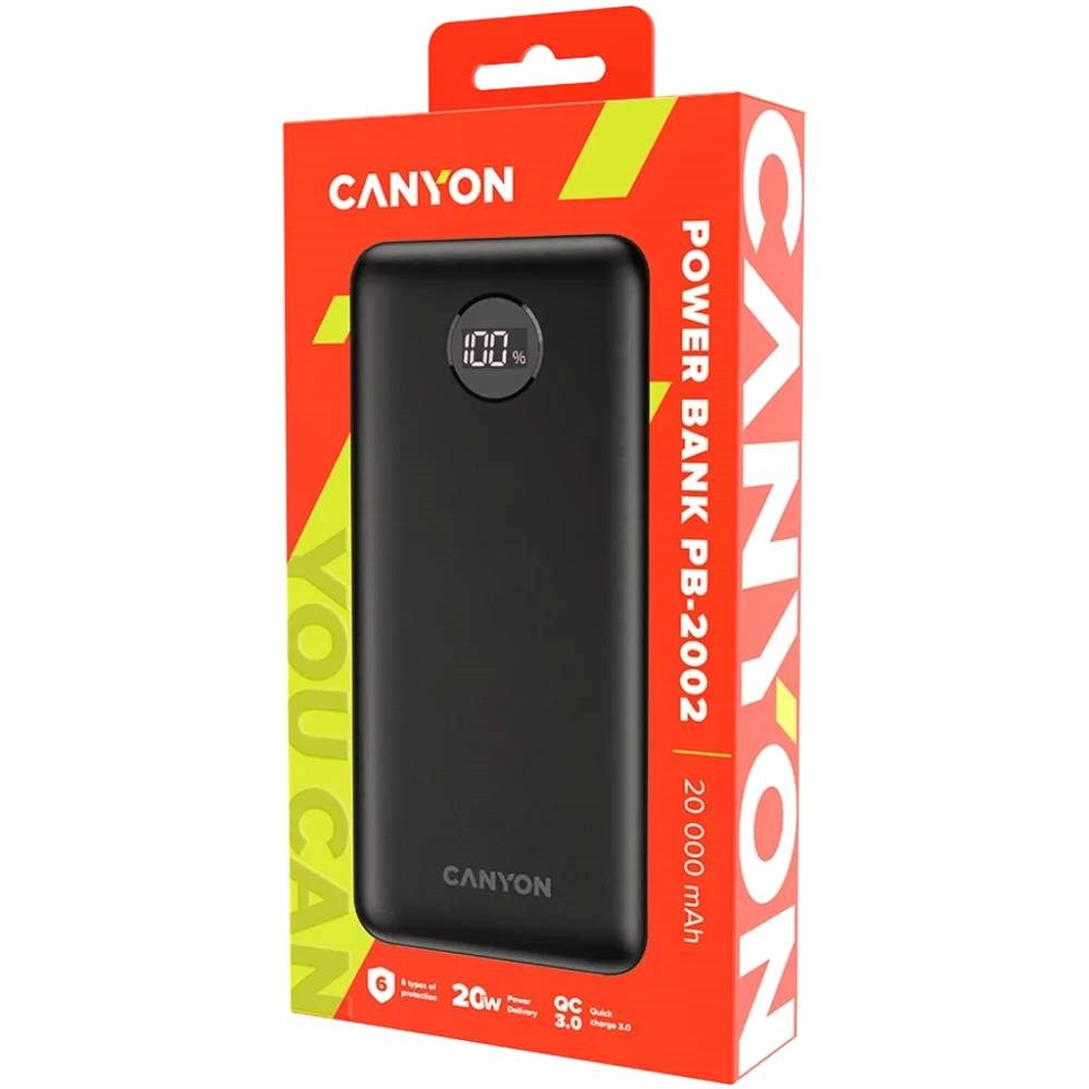 Canyon PB2002 PowerBank - 20W / 20.000 mAh - Sort