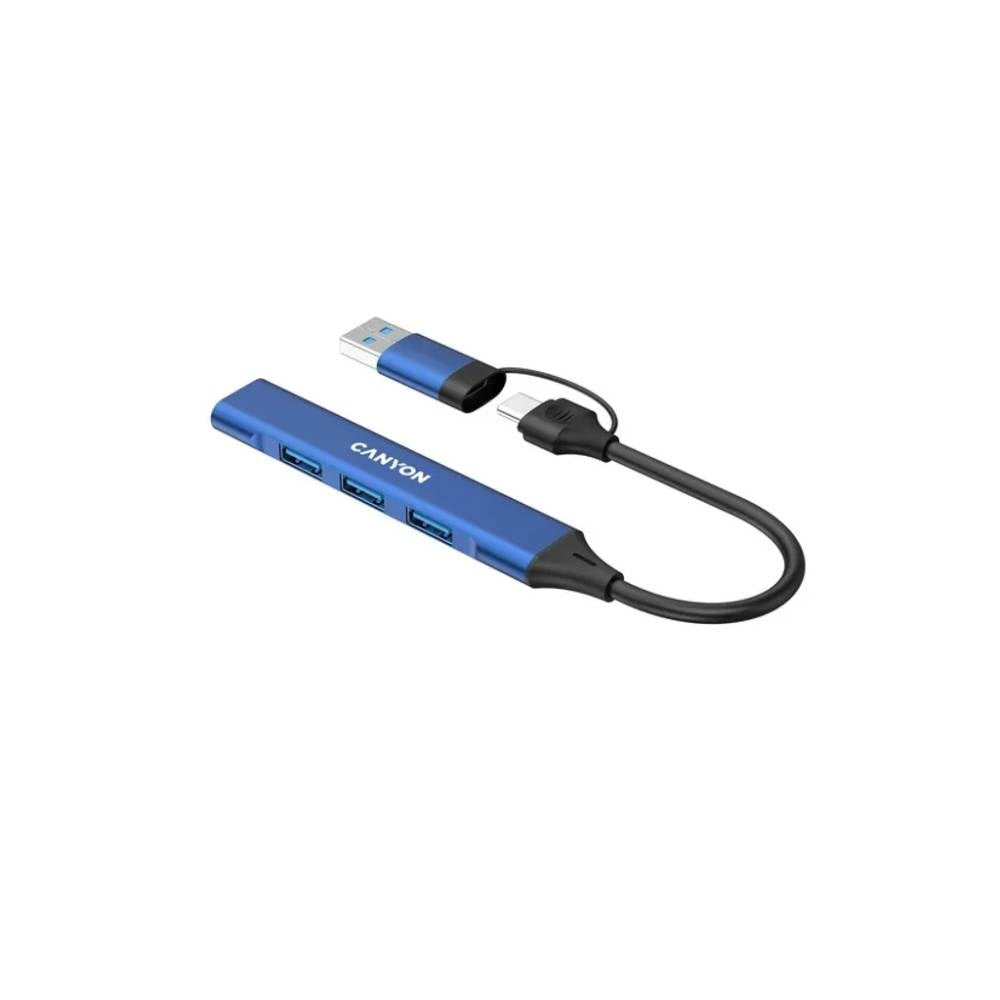 Canyon 4-i-1 USB-A/C Multihub - Blå