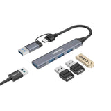 Canyon 4-i-1 USB-A/C Multihub - Grå