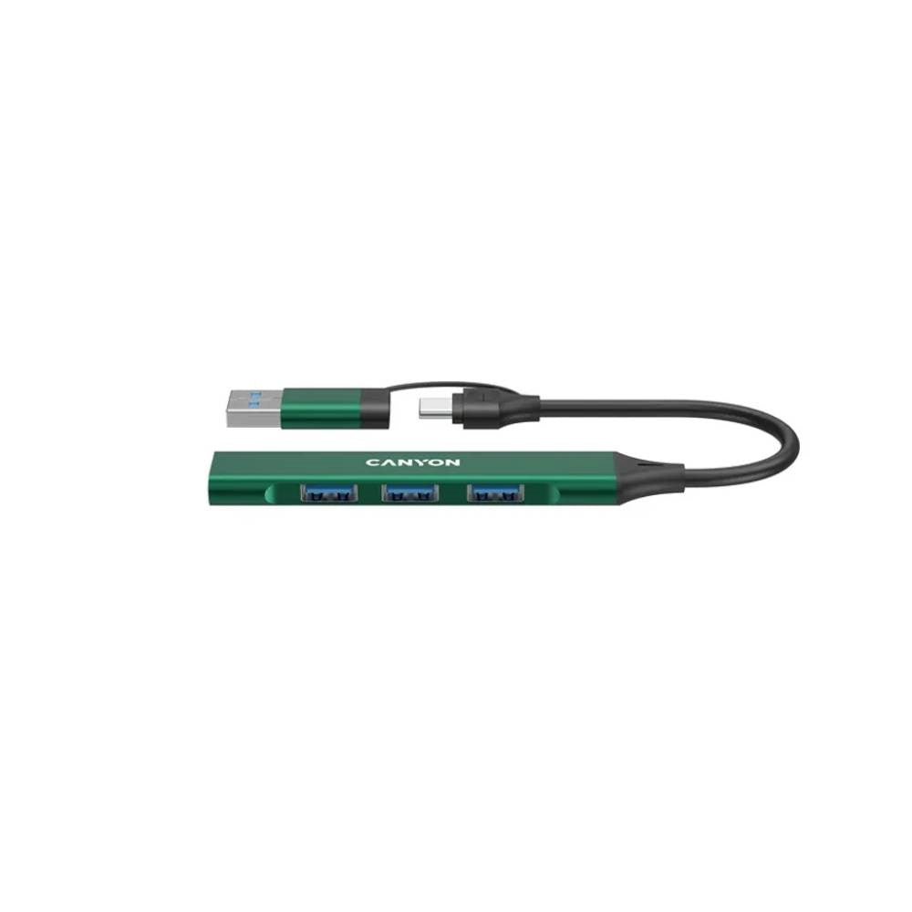Canyon 4-i-1 USB-A/C Multihub - Grøn