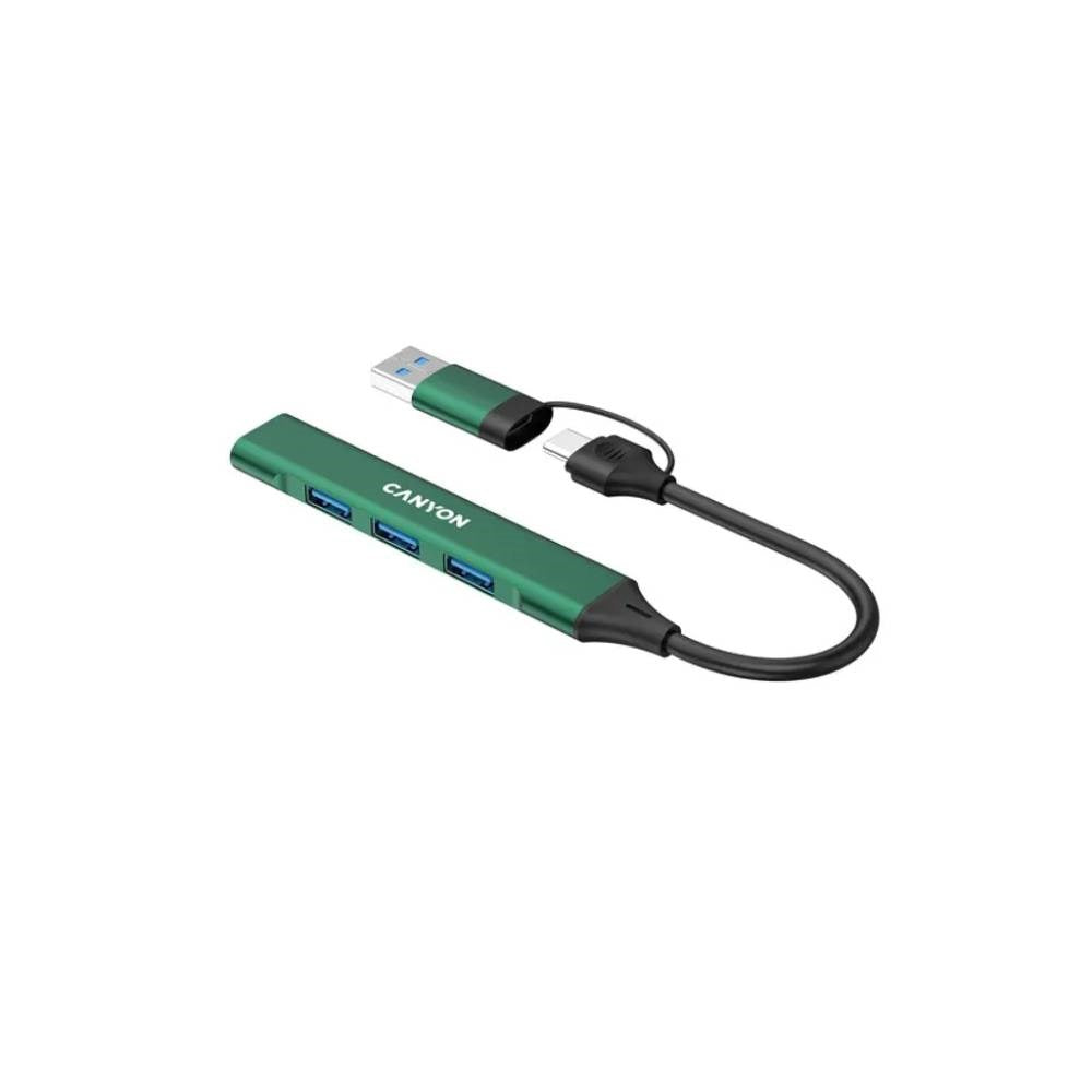 Canyon 4-i-1 USB-A/C Multihub - Grøn
